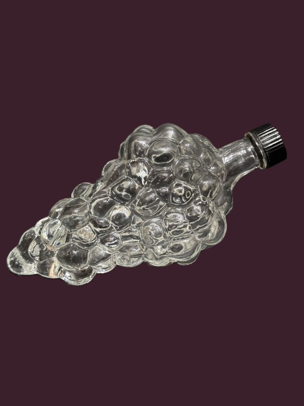 Grape Cluster Clear Novelty Glass Bottle, 5 oz., Mid-Century Vintage, Turkey